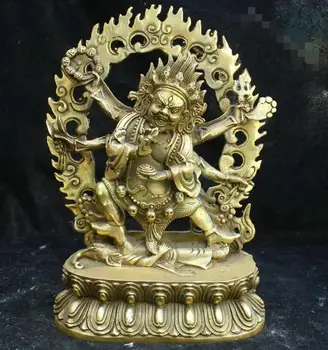 

Tibet Buddhism Brass Bronze Mahakala Vajrapani Wrathful Deity Buddha Statue