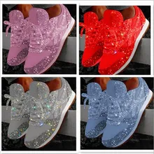 35-43Large Размеры Для женщин обувь Повседневное обувь на плоской подошве на осень и Повседневные зимние ботинки Для женщин обувь серебристого цвета светильник галстуком-бабочкой Для женщин обувь