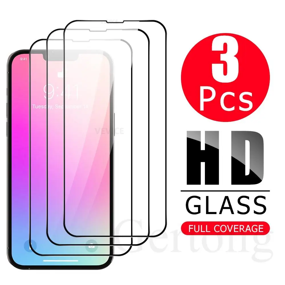 Закаленное стекло с тонкими черными краями для iPhone 13 Pro Max защитная пленка экрана