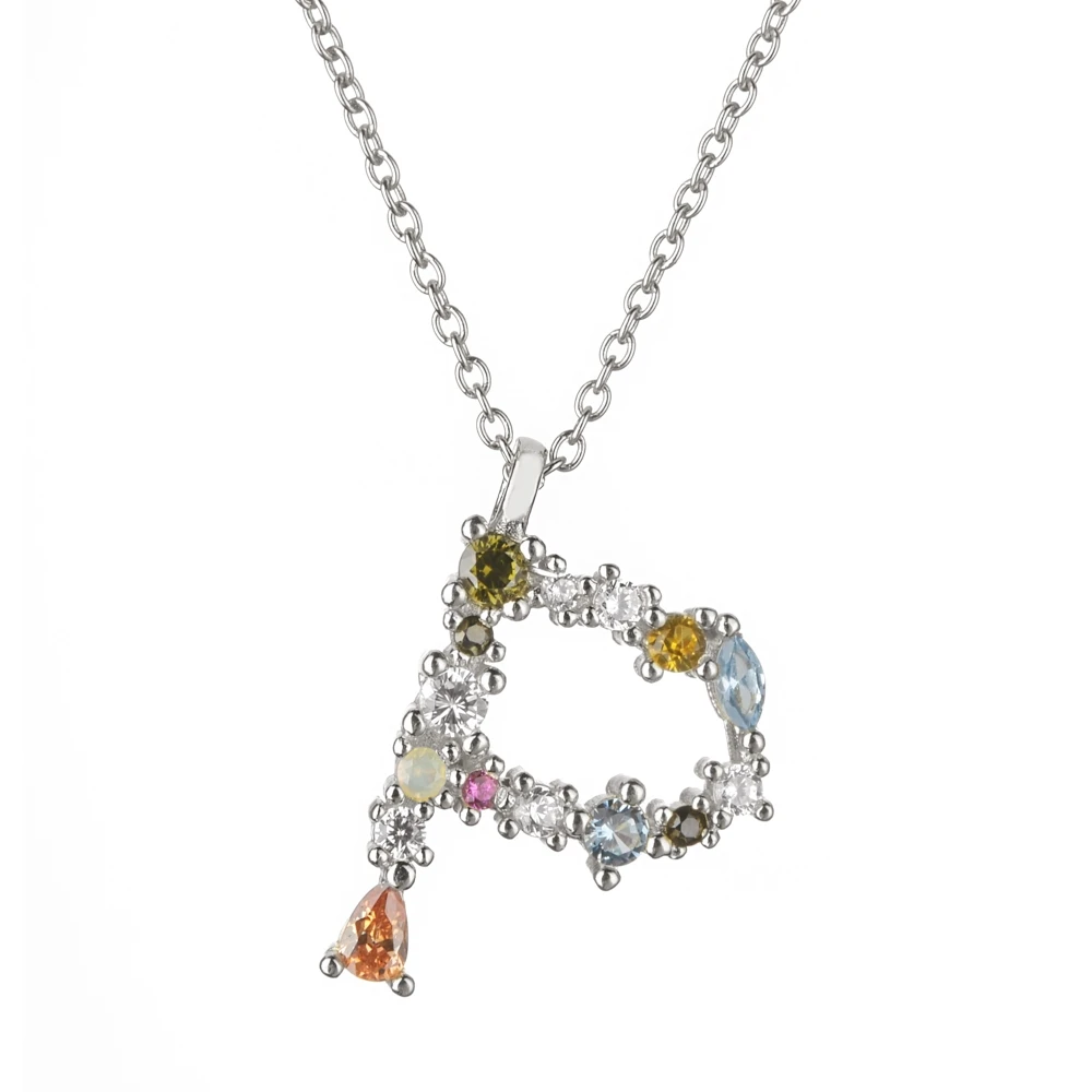 Silver P Altruist 925 пробы серебро I Am Initial P G Подвеска мини тонкое Ожерелье Длинная цепочка Регулируемая позолота кристалл S K ювелирные изделия - Окраска металла: Silver P
