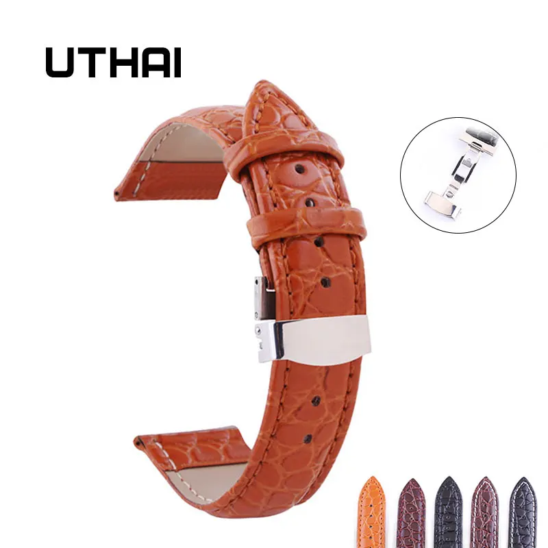 UTHAI B04 ремешок для часов 18 мм 19 20 21 22 24 Телячья кожа из кожи аллигатора Tissot Seiko |