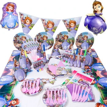 

Sofia Princess Birthday Party Decorations Disposable Tableware Paper Cup Plates Napkins Banner Baby Shower Event Supplies
