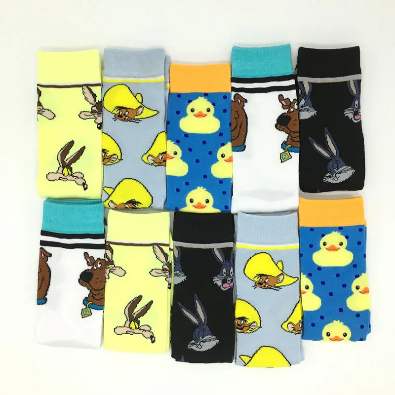 10 pairs/lot men and women Cute cartoon cotton socks Casual Hip Hop Creative Soft Comfortable Funny Novelty Dress socks