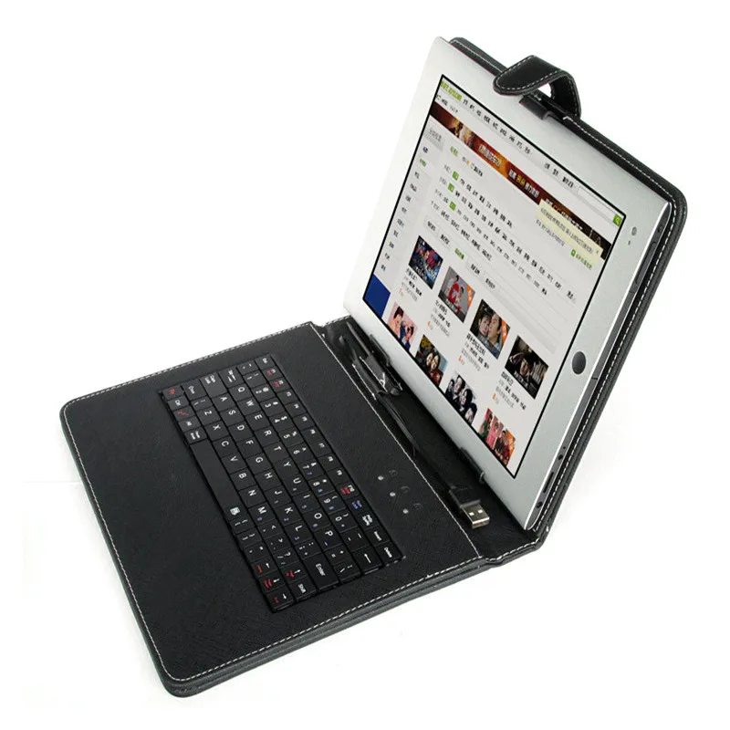  New Keyboard Dustproof Black PU+PC leather cover with Stand Case For android Tablet 10.1 Inch with 