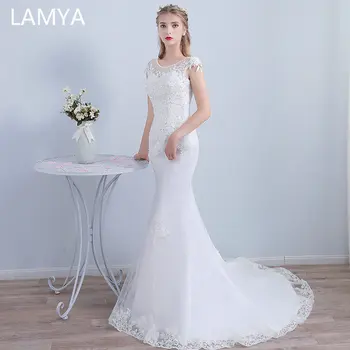 

LAMYA Slim Waist Court Train Mermaid Wedding Dresses Sweetheart Bridal Gown Customized Vestidos De Noiva Lace Princess Lace up