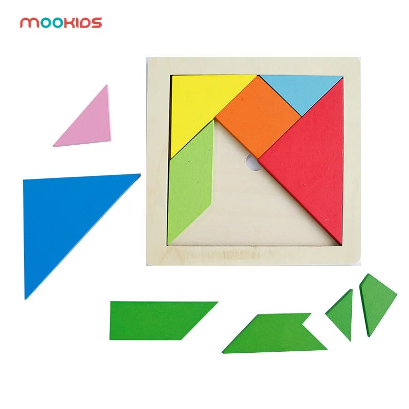 

Mookids Free shipping mini wooden jigsaw puzzle color puzzle game early childhood education toy creative game