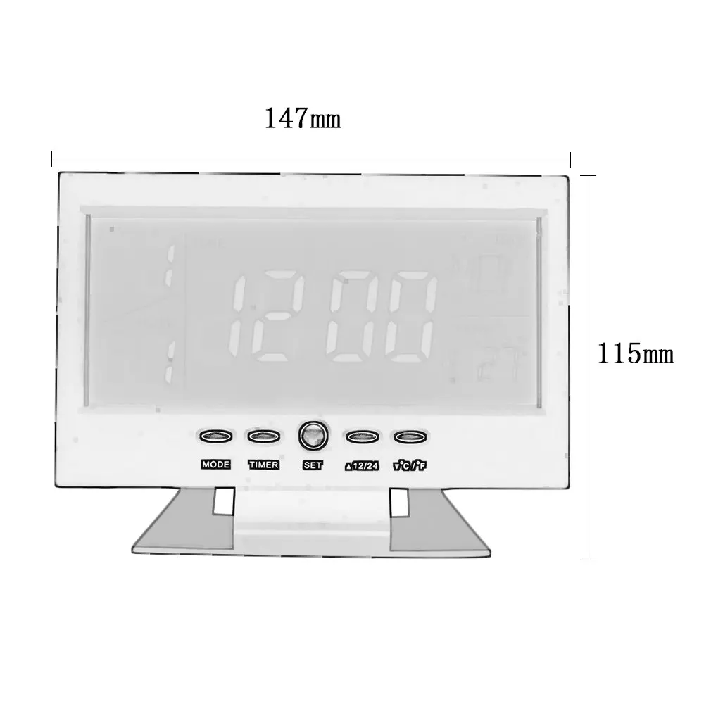 Voice Control Back-light LCD Alarm Clock Weather Monitor Calendar With Thermometer Desk Clock 2 Colors Drop Shipping