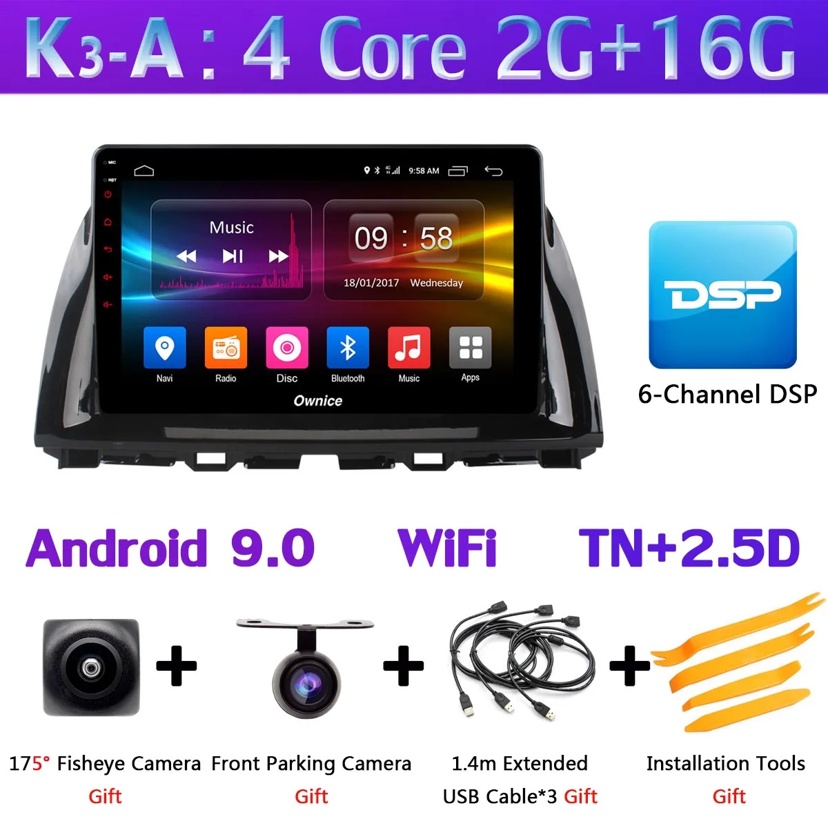 K3-A 360 ° панорамный Android 9,0 4G+ 64G gps навигация Радио CarPlay SPDIF DSP Автомобильный мультимедийный плеер для Mazda CX-5 CX5 CX 5 2012 - Цвет: K3-A