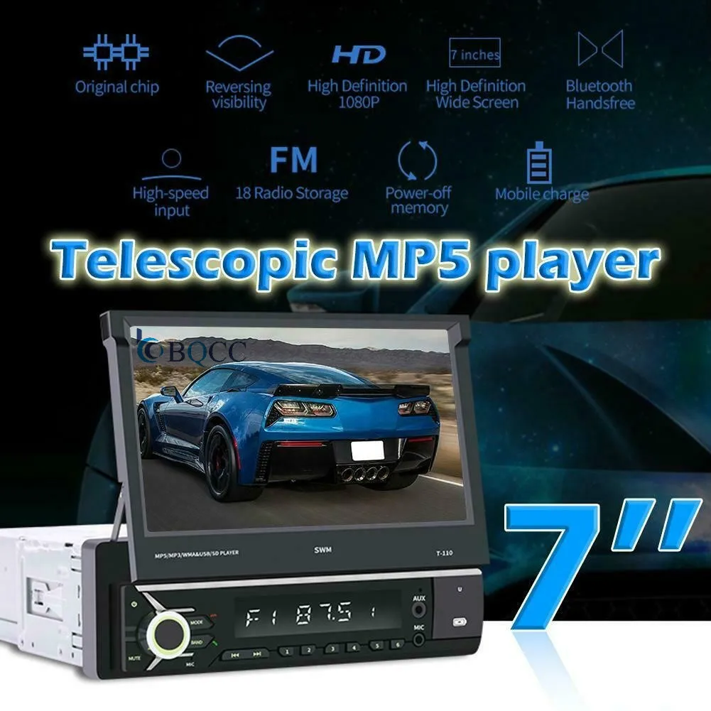 

BQCC 1din In-dash 7inch Screen Car Multimedia Player HD Movie Play Mirror Link Bluetooth Handsfree Usb Sd Aux Stereo Device