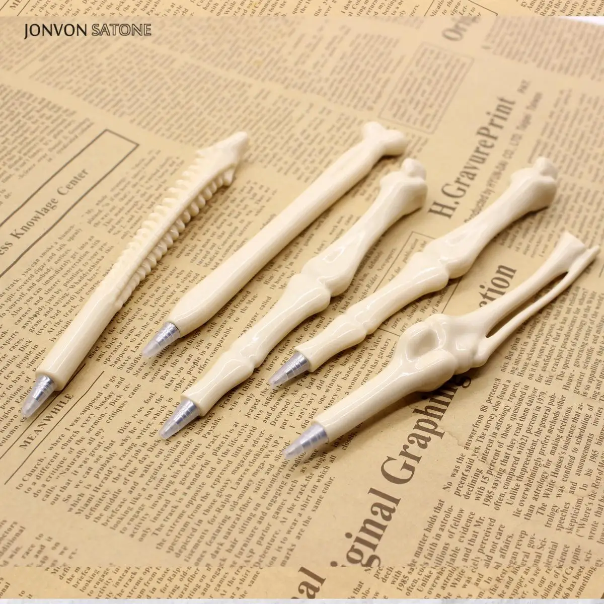 Jonvon Satone 100 Pcs 도매 뼈 펜 공 펜 괴물 장난감 볼펜 편지지 학교 용품 사무 용품 Stylo