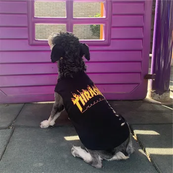 

Flame logo design printed hoodie sweater is very suitable for big dog street style Warm clothes in autumn and winter large size