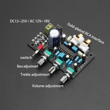 

KYYSLB DC12~25V AC 12V~18V LM1036 Fever Tone Preamp Board with Equal Ring and High and Low Sound Adjustment Super NE5532 Preamp