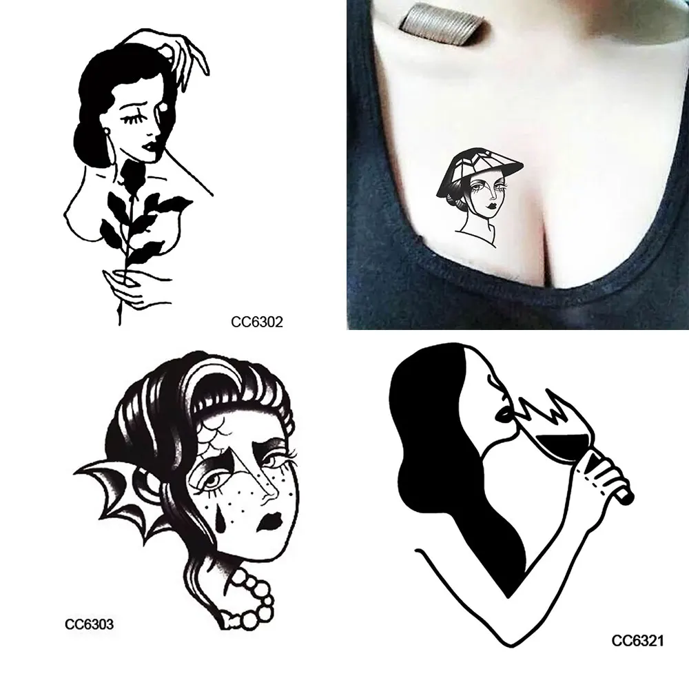 Оригинальная индивидуальная черная временная татуировка ручная роспись