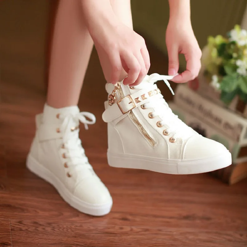 

35-40 size spring/autumn women shoes basic flats round toe rivet zipper design student sports shoe