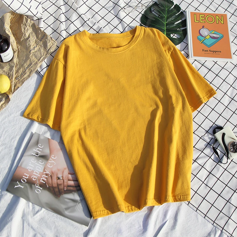 Solid Color Cotton T shirt Women S-4XL Harajuku White Women's T