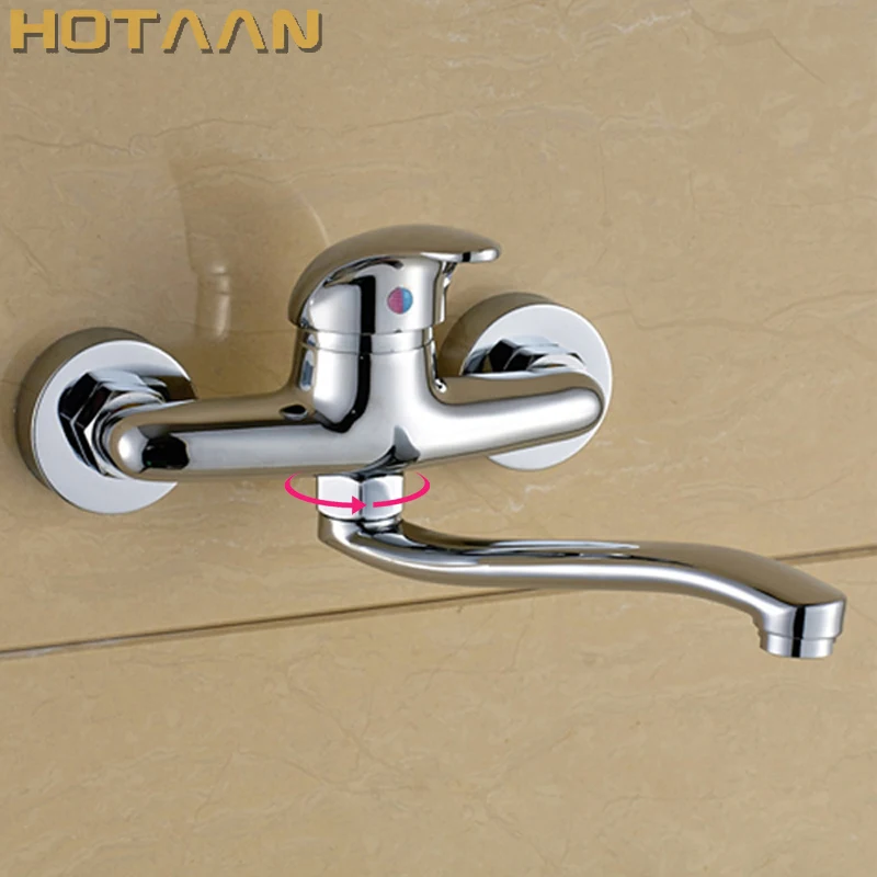 FREE SHIPPING Brass Chrome Taps For Kitchen Sink Kitchen Tap Dual Hole Wall Kitchen Mixer Kitchen Faucet torneira cozinha YT6033 6 FREE SHIPPING Brass Chrome Taps For Kitchen Sink Kitchen Tap Dual Hole Wall Kitchen Mixer Kitchen Faucet torneira cozinha YT6033 6