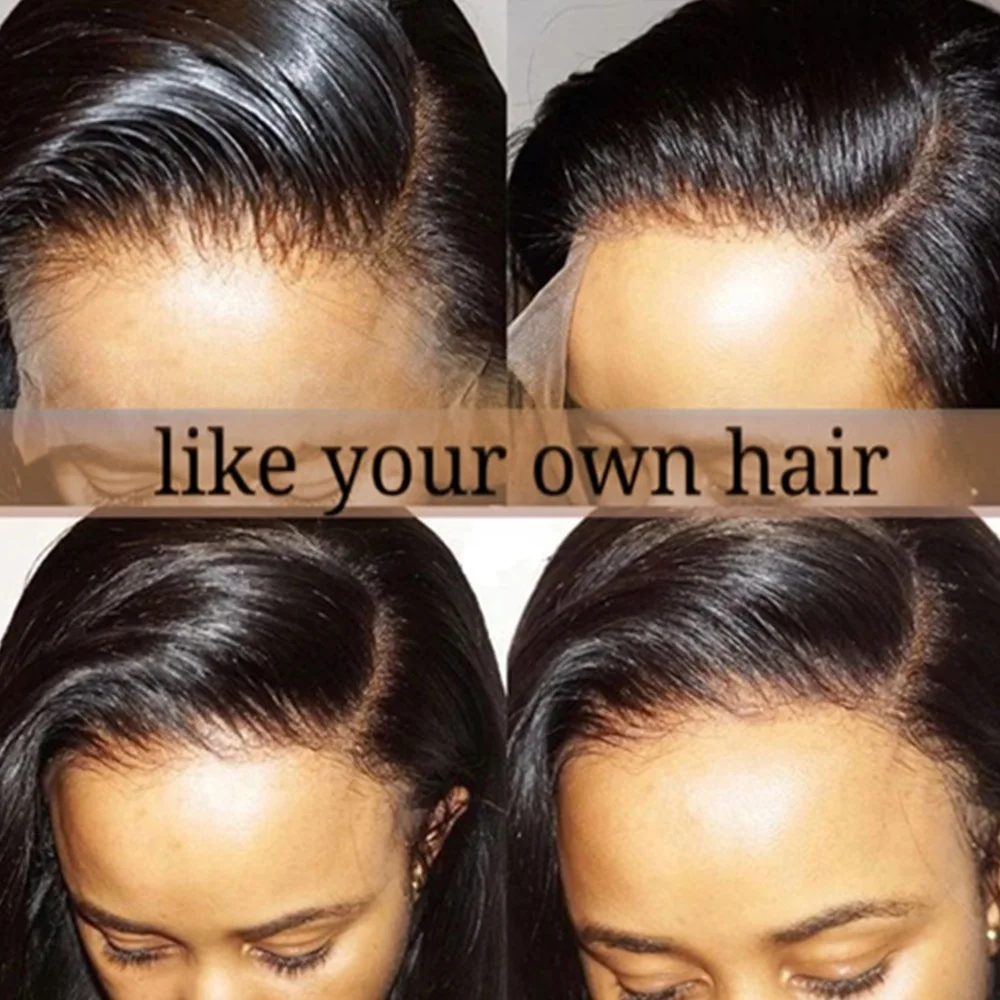 Full Lace wig Brazilian Straight Human Hair Wig With Baby Hair Preplucked Glueless Highlight 180% Density 12-28" remy