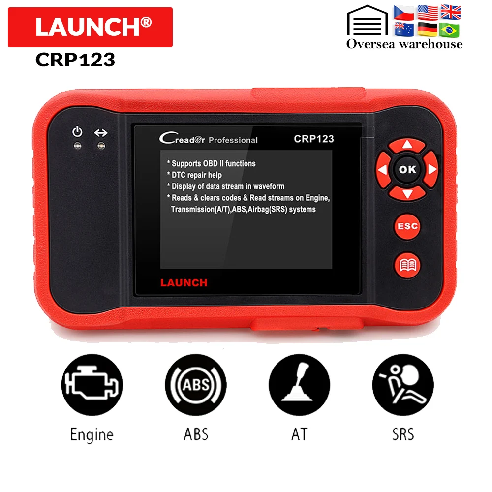 LAUNCH CRP123 ABS/SRS/трансмиссия/двигатель 4 системы OBDII считыватель кодов CRP 123 OBD2