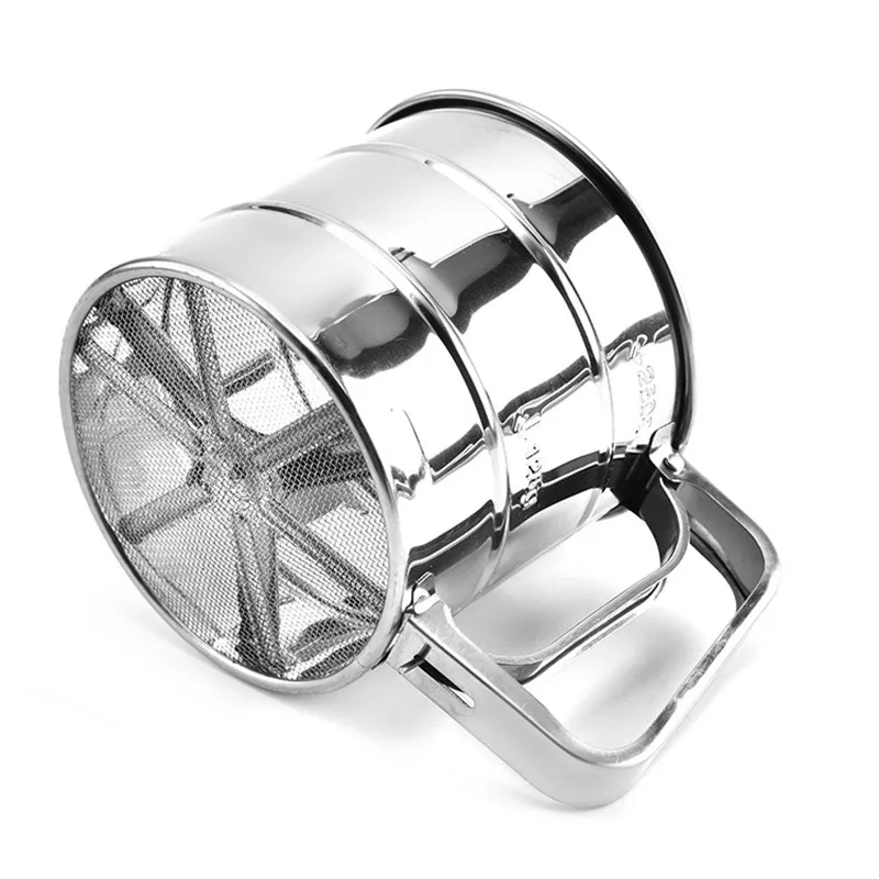 Stainless Steel Flour Sieve Cup Powder Sieve Mesh Kitchen Gadget For Cakes Hand-Screened Sugar Mesh Sieve Baking Sieve Strainer