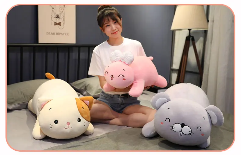 Мультяшные животные, толстая Подушка, супер мягкая подушка, kawaii, лежащая кукла, приятная для кожи, креативная Подушка для сна, подарок на день рождения для девочки