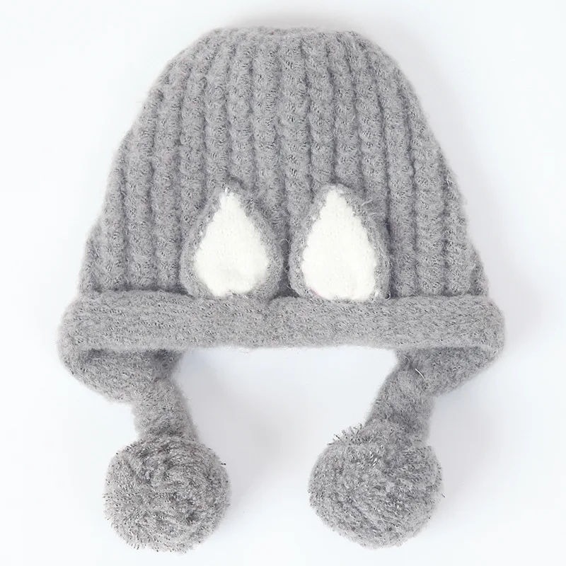 Вязаный для новорожденных, шапка с помпоном, теплые шапки для мальчиков и девочек, осенне-зимний теплый вязанный головной убор