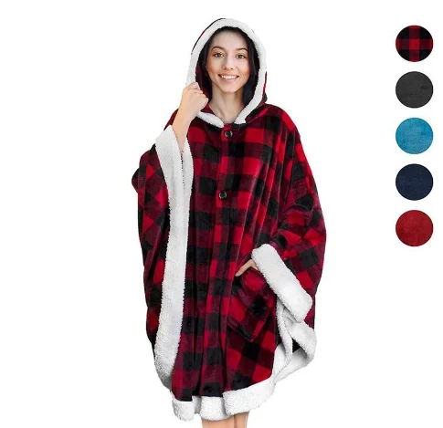 

Winter Thick Comfy TV Blanket Sweatshirt Solid Warm Hooded Blanket Adults and Children Fleece Weighted Blankets for Beds Travel