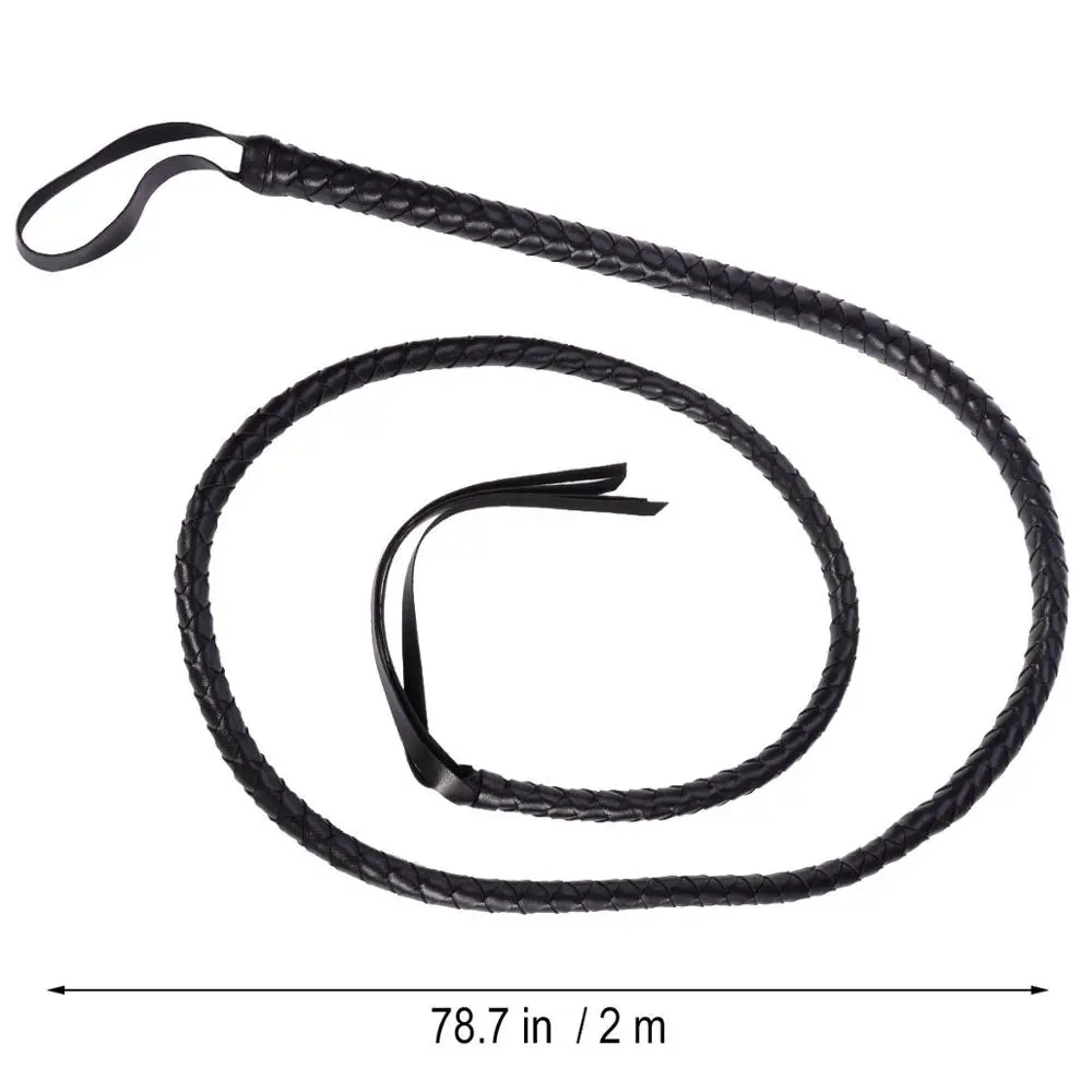 Crafts Black Bull Whip 6.5 Feet Cow Hide Leather Custom BULLWHIP Belly and Bolster Construction