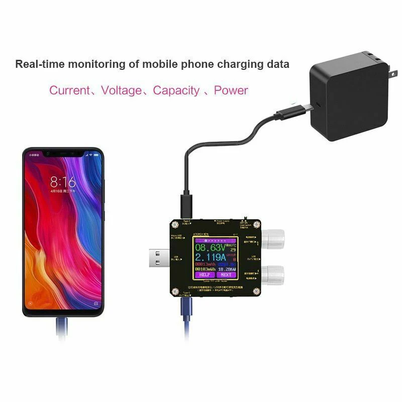 

Indicator DC Voltmeter Wireless Charger Tester Color Bluetooth For Android PC