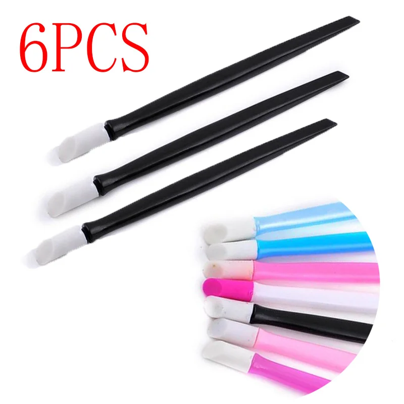 New 6pcs/lot 9.8cm Soft Nail Cuticle Pusher Plastic Rubber Pink Color