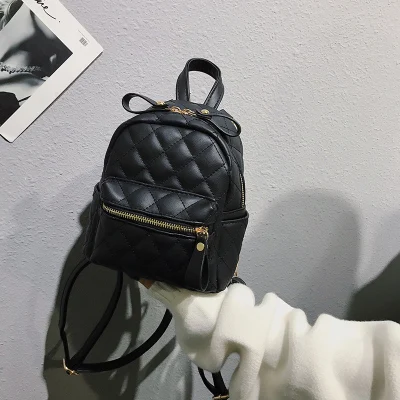 black Шикарный простой рюкзак женский корейский ins Harajuku винтажный персональный Модный женский сплошной цвет диагональный рюкзак ulzzang - Цвет: black