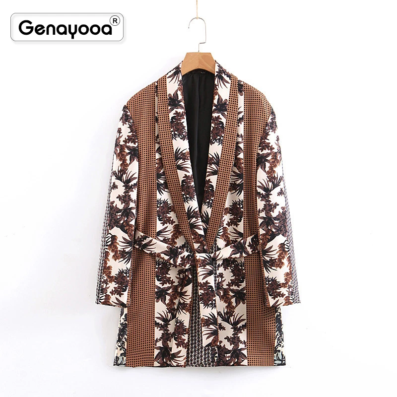 

Genayooa Office Blazer Women Jacket Elegant Women Blazers And Jackets 2019 Printing Ladies Suit Loose Coat Woman