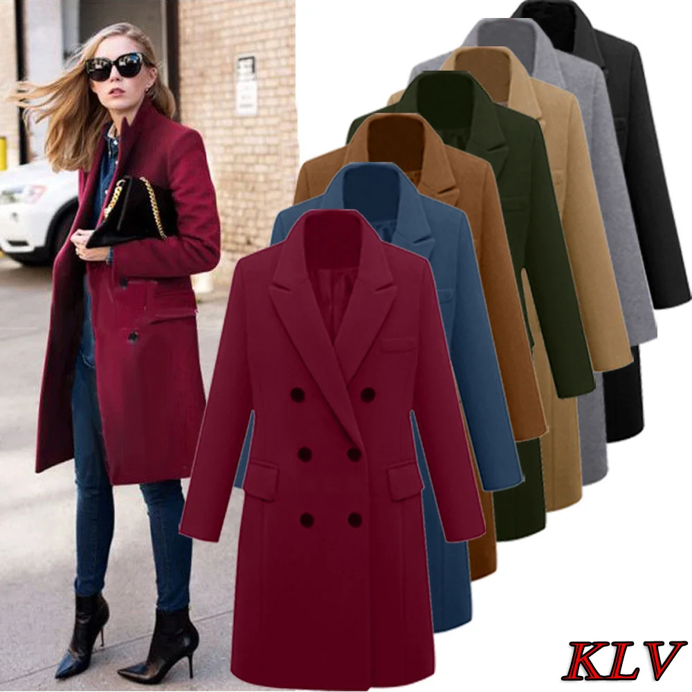 

KLV 2019 Women Winter Wool Coat Trench Jacket Long Parka Fashion Simplicity Soft Elegant Overcoat Outwear vestes pour femme