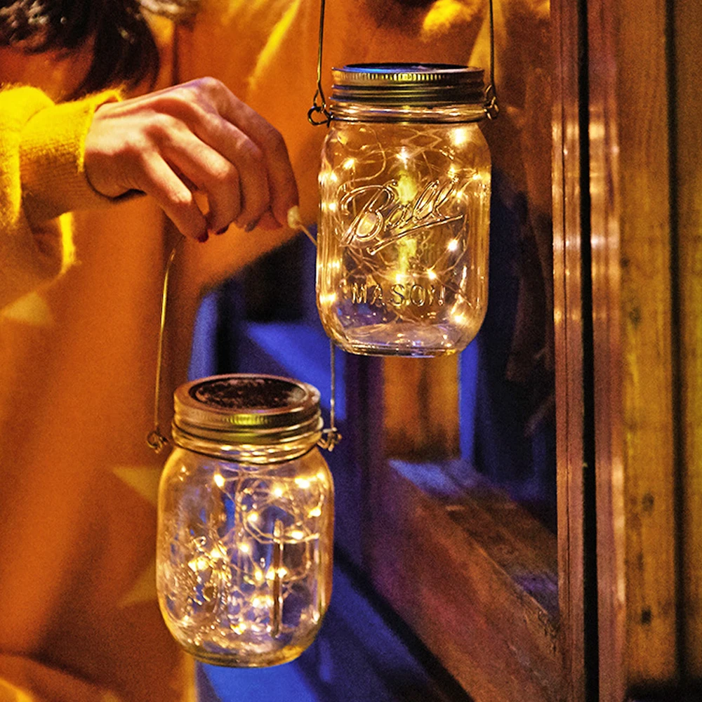 Solar Mason Jar LED Light Lids Lights Up Color Changing Wedding Xmas Outdoor