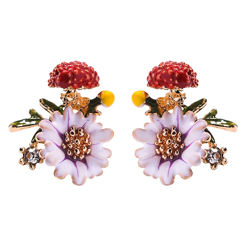 Earrings Woman Girl Flower Mushroom Restoring Ancient Ways Earrings Stud Earrings For Women