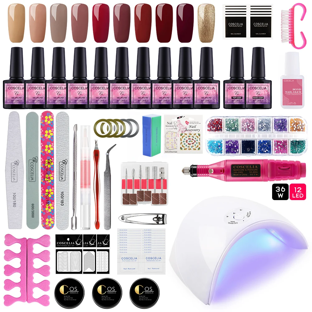 10PCS Gel Nail Polish Set 36/24W Lamp Manicure Set 10PCS Gel Nail Polish Set 36/24W Lamp Manicure Set