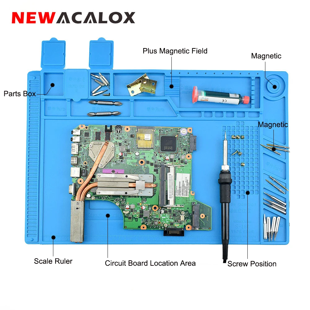 Изоляционный силиконовый коврик NEWACALOX 45x30 см термопистолет паяльная станция BGA