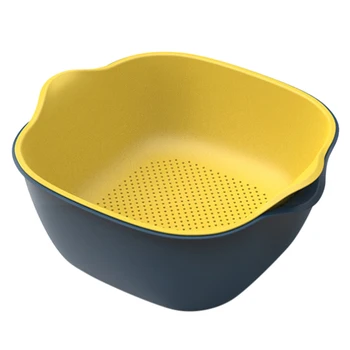 

2-in-1 Multi-functional Kitchen Colander Filter Bowl Set Double-layer Rotatable Basket Convenient for Fruit / Vegetable Washing