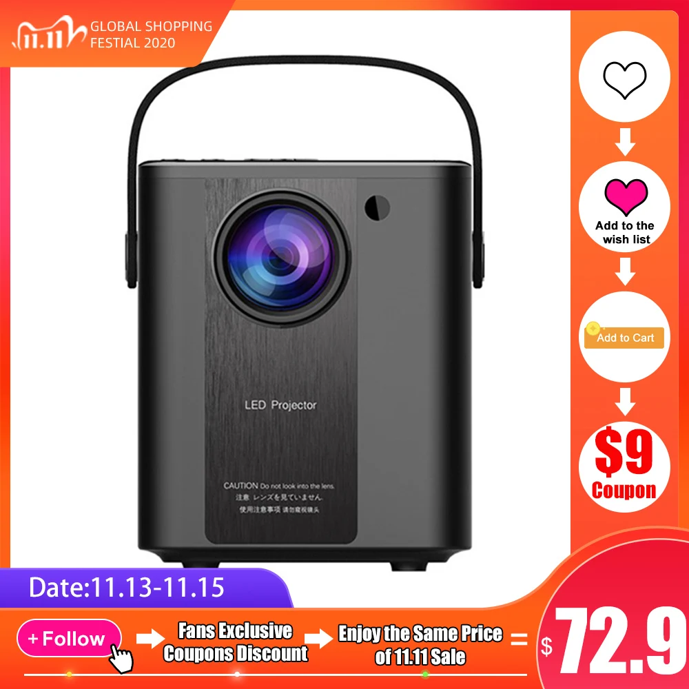 Salange P500 Portable Projector for Outdoor Movies Led Projector for Home Theatre Proyector Suport 1080P Full HD 3D Video Beamer