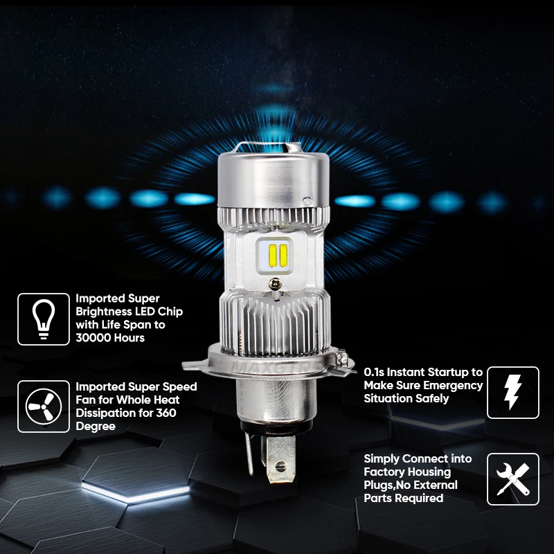 Светодиодный фонарь для мотоцикла H4 лампочка DC 9V~ 85V 72W 6000LM 6500K Moto Light CSP чип аксессуар скутера мотоцикла Головной фонарь