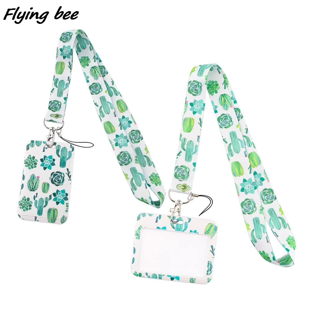 

Flyingbee X1984 Green Plant Cactus Lanyard ID Badge Holder Bus Pass Case Cover Slip Bank Credit Card Holder Strap Cardholder