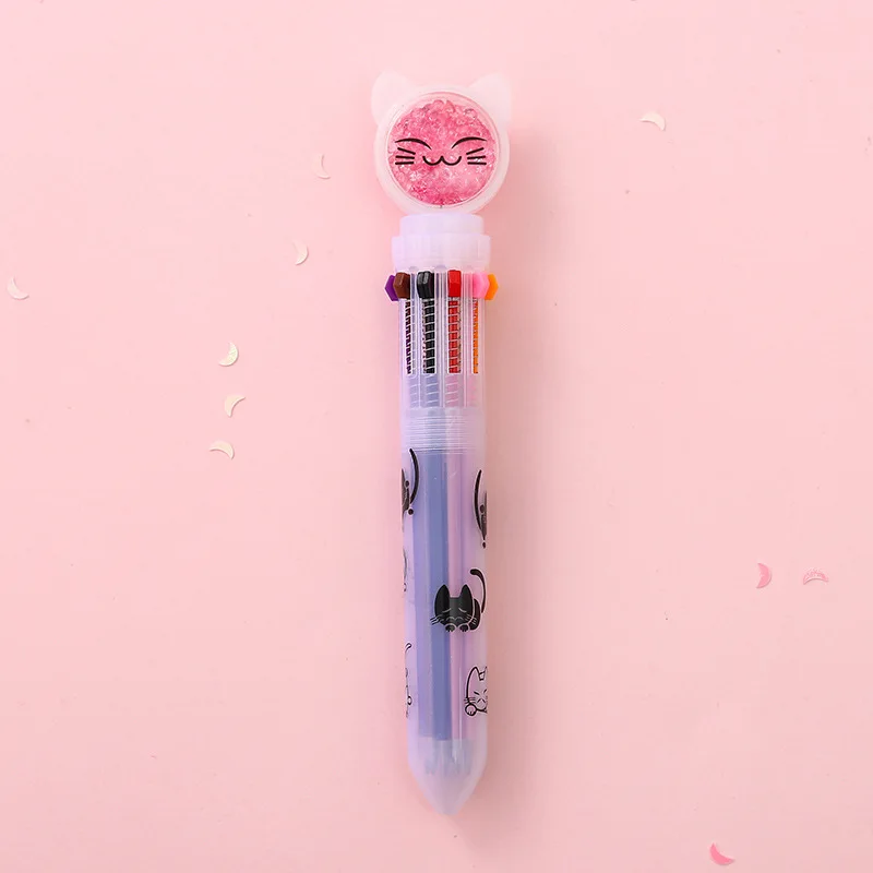 1 1 шт Kawaii ручка шариковая ручка милый кот ручка милые разноцветные ручки креативные шарики карандаш канцелярские принадлежности для школьников, студентов - Цвет: 1