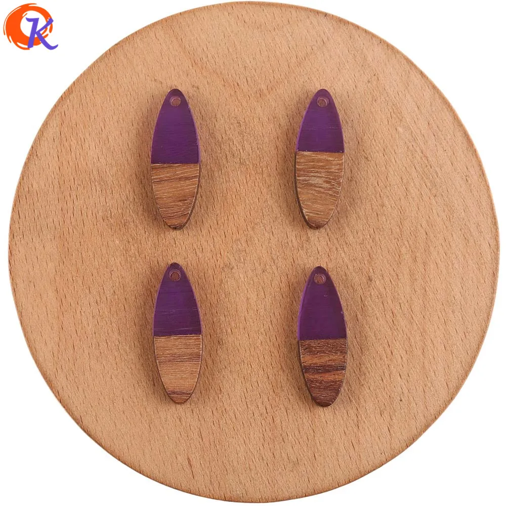 Purple Сердечный дизайн 100 шт 10*28 мм Сделай Сам/ручная работа/амулеты/Овальная форма/натуральное дерево и смола/фурнитура для сережек/ювелирные аксессуары - Цвет: Purple