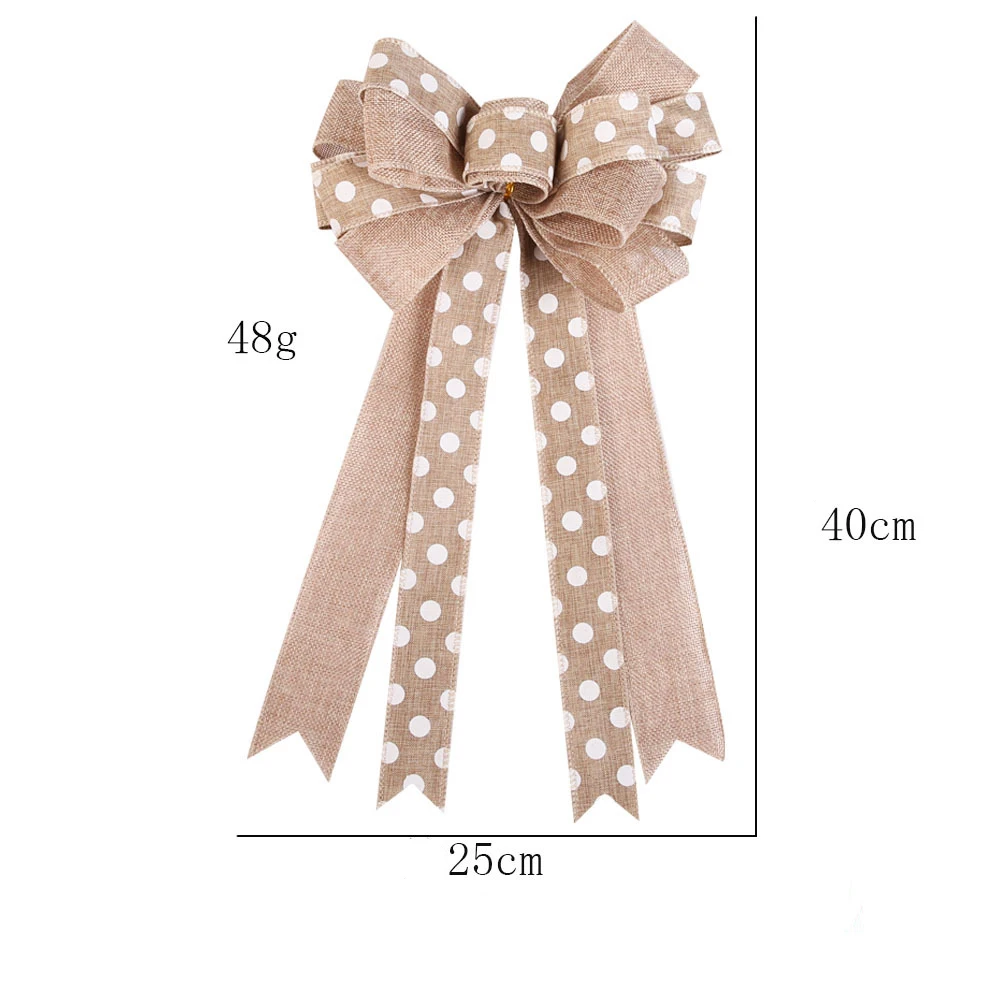 Big Christmas Bowknot Brown Linen Bow Christmas Tree Decoration Gift Package Xmas Ornament Home New Year Festival Party Decor - Цвет: A