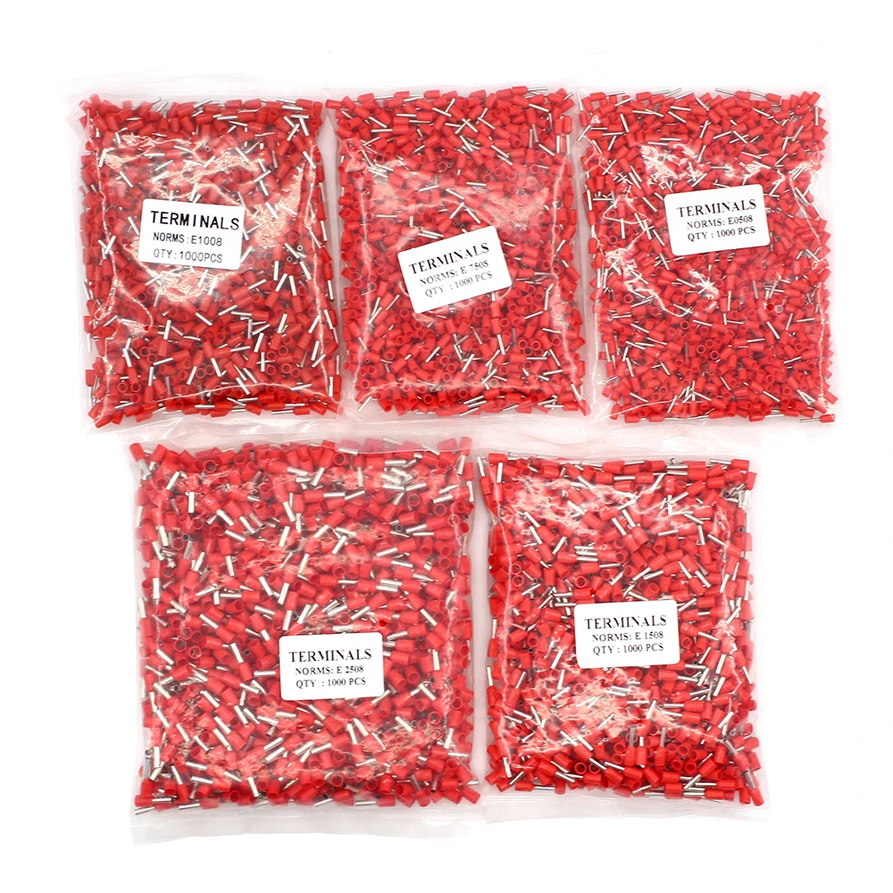 Insulated Cord End Terminal Crimp 1000pcs/Pack Terminal Connector Wire Connectors Electrical Connectors Plug Soldering Terminal Crimp Caps
