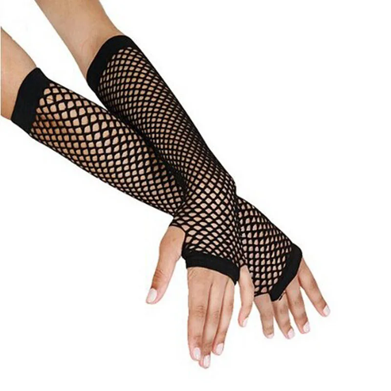 2022 Punk Goth Lady Disco Dance Costume Lace Fingerless Mesh Fishnet Gloves Motorcycle Protection Black Cheap Wholesale Car
