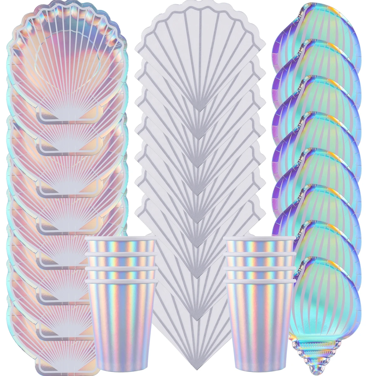 Mermaid Party Colorful Shell Disposable Tableware Summer Beach Under