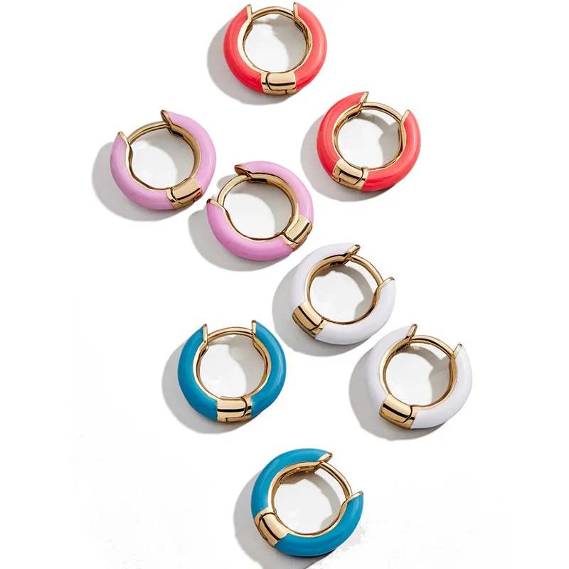 Различные корейские серьги из сплава C-shaped гладкие минималистичные круглые цветные серьги со стразами серьги цирконовые дикие ювелирные изделия