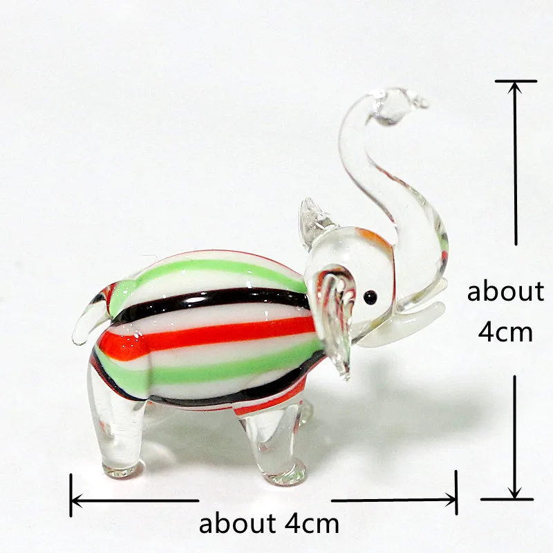 Handmade Murano Glass Elephant Figurines Home Room Desktop Christmas Decoration Ornaments Miniature Rural Style Animals Statue
