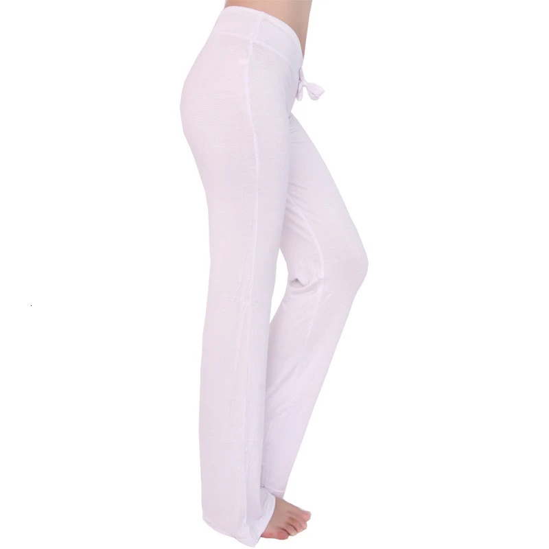 Sport Wide Leg Pants Modal High Waist Stretch Women Flare Pants Dance Club Loose Long Trousers (5)