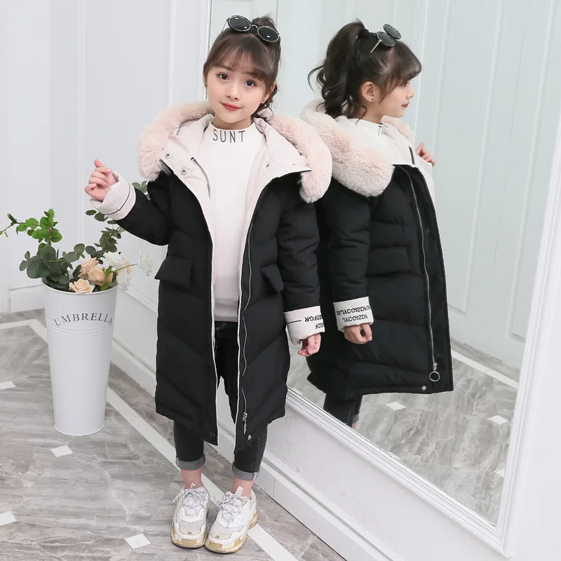 

Girls'cotton-padded Clothes 2018 New Style Korean-style GIRL'S chao yang Gas Mid-length down Feather Cotton Overcoat Large Child